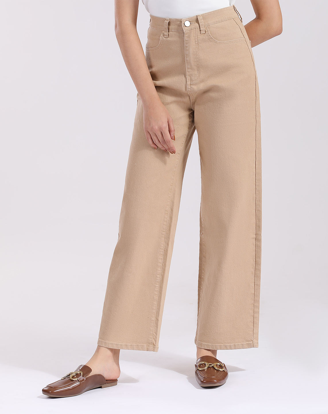 LETTIE WIDE CUT JEANS IN SAND